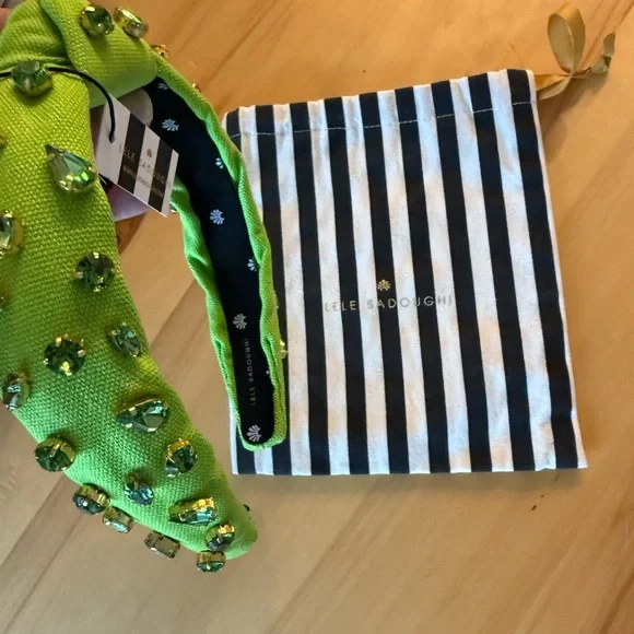 LELE SADOUGHI WOVEN CANDY JEWELED SLIM KNOTTED HEADBAND LIME  display picture 1